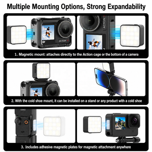 Lumière d'appoint magnétique compatible avec DJI Osmo Pocket 3, <span class=keywords><strong>Action</strong></span> 5 Pro/4, éclairage vidéo <span class=keywords><strong>LED</strong></span>, lumière de vlog à griffe froide - Product Image 6