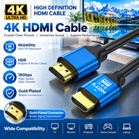 Câble HDMI 2.0 Mâle-Mâle en Gros d'Usine, 18 Gbit/s, 4K 60Hz, Cordon Vidéo HD 3D, Plaqué Or 24K pour Téléviseur, Moniteur, Projecteur