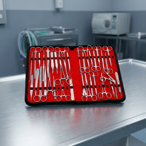 Ensemble d'instruments chirurgicaux en acier inoxydable avec étui à fermeture éclair rouge pour la formation en suture des étudiants en médecine - Product Image 2
