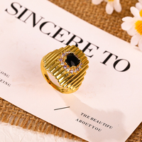 Ensemble de bagues et bracelets articulés en onyx noir texturé côtelé avec halo de zircone cubique, parure de bijoux vintage tendance pour femme, idéal pour les fêtes, mariages et vente en gros