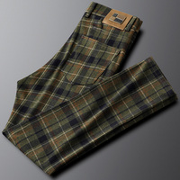 Pantalon à carreaux de luxe léger pour homme, coupe droite, décontracté, tendance, de marque, pour l'automne et l'hiver