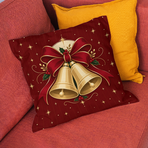 Funda de cojín de terciopelo personalizada con campana dorada, decoración navideña, 18x18 pulgadas, funda de almohada para dormitorio o sofá - Product Image 4