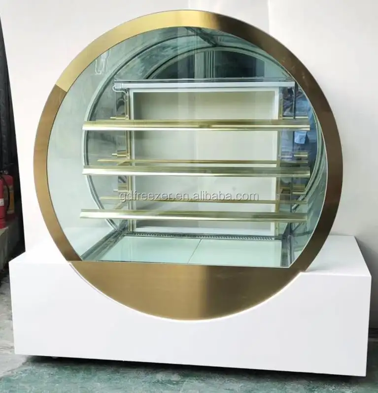 2024 새로운 디자인 둥근 모양 유리 과자 전시 냉장고 베이커리 케이크 진열장