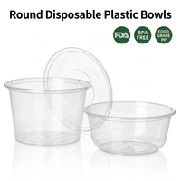 Bol à salade rond transparent de 16 oz (500 ml) sans BPA, en plastique PP de qualité alimentaire, jetable, micro-ondable, avec couvercles, en vrac et personnalisable
