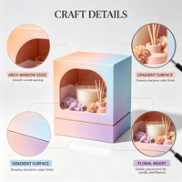 Boîte cadeau en papier avec fenêtre arquée à dégradé personnalisé pour l'emballage de bougies parfumées
