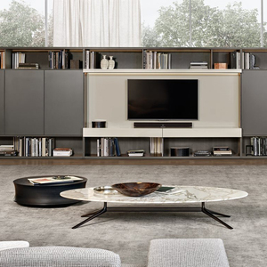 Großhandel Wohnzimmer möbel Seiten <span class=keywords><strong>hocker</strong></span> Grau Schwarz Couch tisch Moderner ovaler Couch tisch - Product Image 5