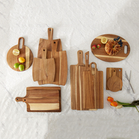 Planche à découper et à servir en bois d'acacia de qualité professionnelle avec poignée pour viande, légumes, fruits, fromage, charcuterie