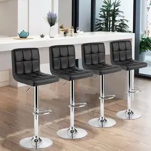 2 Modern ayarlanabilir mutfak ada sandalyeler Bar taburesi Set sayaç yüksekliği döner Pu deri Bar sandalyesi