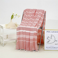High Quality Dyed Textile Woven Cotton Quick-Dry Wearable Rectangle Adult Beach Towels Striped Pattern Pool Home Use All-Season