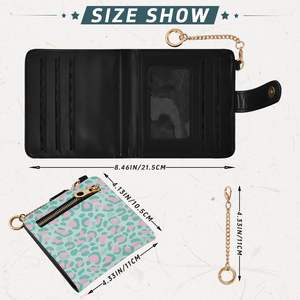 Yeni Gelen Leopar Desenli Özel Logolu Küçük Bozuk Para Cüzdanları Mini PU Deri Kadın Kartlık Kısa Cüzdan Anahtarlıklı - Product Image 4
