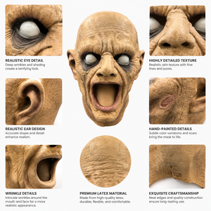 Masque de monstre en latex effrayant pour Halloween, masque intégral avec un look de zombie effrayant pour les fêtes costumées, les maisons hantées et les événements d'<span class=keywords><strong>horreur</strong></span> - Product Image 5