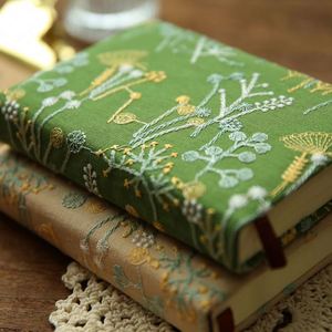 Bloc de notas bordado cubierto de tela A6, 100 hojas, cuaderno pequeño portátil, diario con líneas horizontales en blanco, planificador - Product Image 2