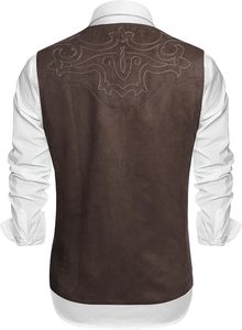 <span class=keywords><strong>Gilet</strong></span> de <span class=keywords><strong>costume</strong></span> pour <span class=keywords><strong>homme</strong></span> en polyester/coton, col en V, simple boutonnage, style western décontracté, coupe ajustée, uni, fabriqué en Chine - Product Image 3