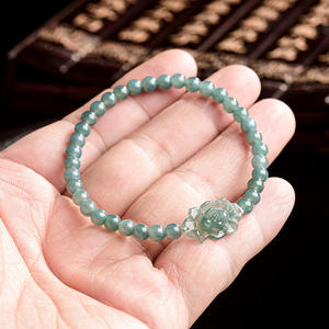 Pulsera de Jadeíta Natural con Flor de Loto, Joyería para Mujer, Estilo Chino, Diseño Original, Regalo con Certificado de Tasación SL142 - Product Image 3