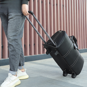 Sac de voyage en cuir véritable à roulettes grande capacité pour homme - Product Image 1
