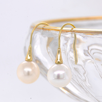 Nouvelles Boucles d'Oreilles Créoles en Or Jaune 18 carats AU750 avec Perles d'Eau Douce 7,5-8mm pour Enfants, Style Étoile Éternelle, Idéales pour un Cadeau