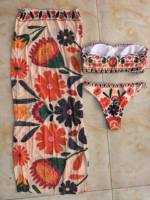 Ensemble de maillots de bain 3 pièces tendance pour femme : bikini bandeau brésilien et jupe, tenue de plage S-XL