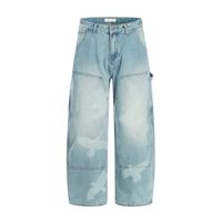 YOFA Jeans Baggy à Jambes Larges en Coton Épais Multi-Poches pour Hommes, Denim Désstructuré, Logo, Vente en Gros Usine