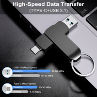 Unidad Flash USB 3,0 giratoria 2 en 1 de alta velocidad 2,0 OTG tipo C Metal Pen Drive Pendrive con memoria Flash conveniente para uso diario