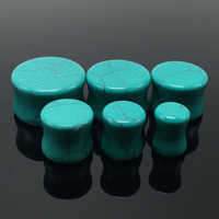 Huiying 16mm Vente en gros Boucles d'oreilles écarteurs en turquoise verte, bijoux en pierre polie