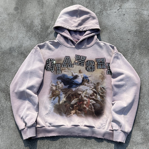Fabricants de sweats à capuche en coton de haute qualité, coupe ample, 400 g/m², avec impression DTG de designer, sweats à capuche surdimensionnés avec strass - Product Image 1