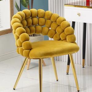 Commercio all'ingrosso <span class=keywords><strong>poltrona</strong></span> imbottita sedia da pranzo mobili da giardino in velluto moderno sedia da pranzo con <span class=keywords><strong>gambe</strong></span> in metallo dorato - Product Image 2