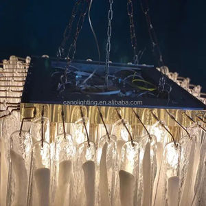 Spectaculaire Moderne Murano Glazen Kroonluchter Of <span class=keywords><strong>Flush</strong></span> <span class=keywords><strong>Mount</strong></span> Zwart Goud Metalen Kroonluchter Ontwerpers Glazen Hanglamp - Product Image 4