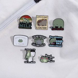 Serie de citas de rana bonita de dibujos animados, pines esmaltados, <span class=keywords><strong>no</strong></span> me pruebes, Rana con cuchillo, broches, insignia de solapa, joyería de animales, regalos para amigos - Product Image 2