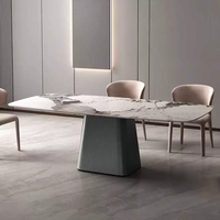 Table à manger rectangulaire en pierre frittée minimaliste de luxe pour restaurant, design moderne, 6 places