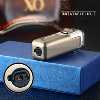 Briquet torche rechargeable Debang à quatre flammes en alliage de zinc bleu, coupe-vent, rechargeable au gaz, avec logo personnalisé, pour cadeaux promotionnels