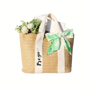 Bolsas de Paja para Damas de Honor con Nombre Personalizado, Colores Variados, Bolsos de Playa para Viajes de Chicas, Recuerdos para Despedidas de Soltera - Product Image 2