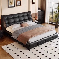 Modèle Italien Sac Souple en Cuir Haut de Gamme Atmosphère Chambre Petit Appartement en Cuir Lit Double King Size Lit