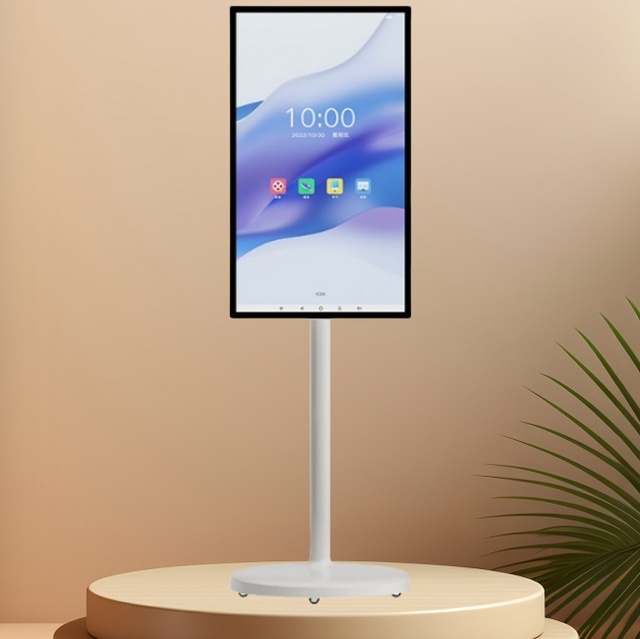 SNP 21.5 24 27 32 Inch Portable Smart Screen on Wheels Android Interactive Touch Wireless Mobile Rechargeable LCD Display