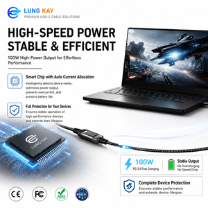 Cable de Extensión USB C LUNG KAY, Sincronización de Datos Ultra Rápida de 20 Gbps, Carga Rápida PD de 100 W, Soporte de Video 4K a 60 Hz para MacBook, PC y SSD - Product Image 3