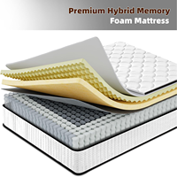 Matelas hybride moderne COSTFULL avec technologie de compression à ressorts ensachés, tissu en coton tricoté, soutien orthopédique pour chambre et école