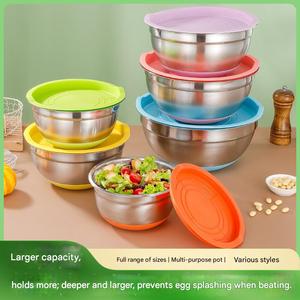 Bols à mélanger et à salade en acier inoxydable colorés, fond en silicone antidérapant, bols pour la pâtisserie, le fouettage et la préparation des aliments - Product Image 3