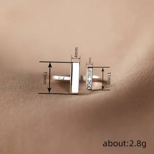 Wholesale Minimalist Square Open Crystal Silver Plated Stainless Steel <b>Ring</b> Factory Direct Price Bulk Stock Simple Stackable - Product Image 4