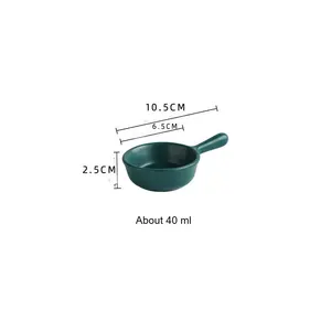 Piring Restoran <span class=keywords><strong>Mini</strong></span> keramik genggam ramah lingkungan, piring restoran kecil warna permen kedelai/cuka dengan pegangan piring sekali pakai - Product Image 6