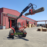 Grue forestière DIBO TUV CE PTO, entraînée par un tracteur, capacité de levage hydraulique de 2 tonnes, 7 m, grappin à bois, remorque pour tracteur