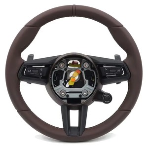 Volante Deportivo <span class=keywords><strong>T</strong></span> de Cuero Genuino Beige de 370 mm para <span class=keywords><strong>Porsche</strong></span> Cayman, Cayenne, <span class=keywords><strong>Macan</strong></span>, 718, Panamera, 911, Volante de Mejora para Automóvil - Product Image 6