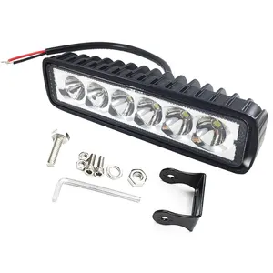 Lampu mobil 18w 6LED 12V, cahaya sorot kerja 800LM lampu kerja 12v untuk Off-road mengemudi truk otomatis lampu kabut batang lampu led