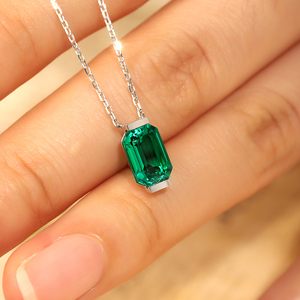 Collar con colgante de oro de 18K y esmeralda de Colombia para mujer, Gema de laboratorio, 9x6 - Product Image 5