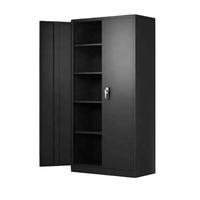Armoire de rangement moderne en métal avec 2 portes et serrure à 3 points, pour bureau et école, design panneau, hauteur réglable