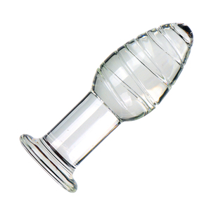 Tapón <span class=keywords><strong>anal</strong></span> de vidrio transparente a rayas rojas y azules para masturbación femenina, masaje en el patio trasero y productos sexuales - Product Image 6