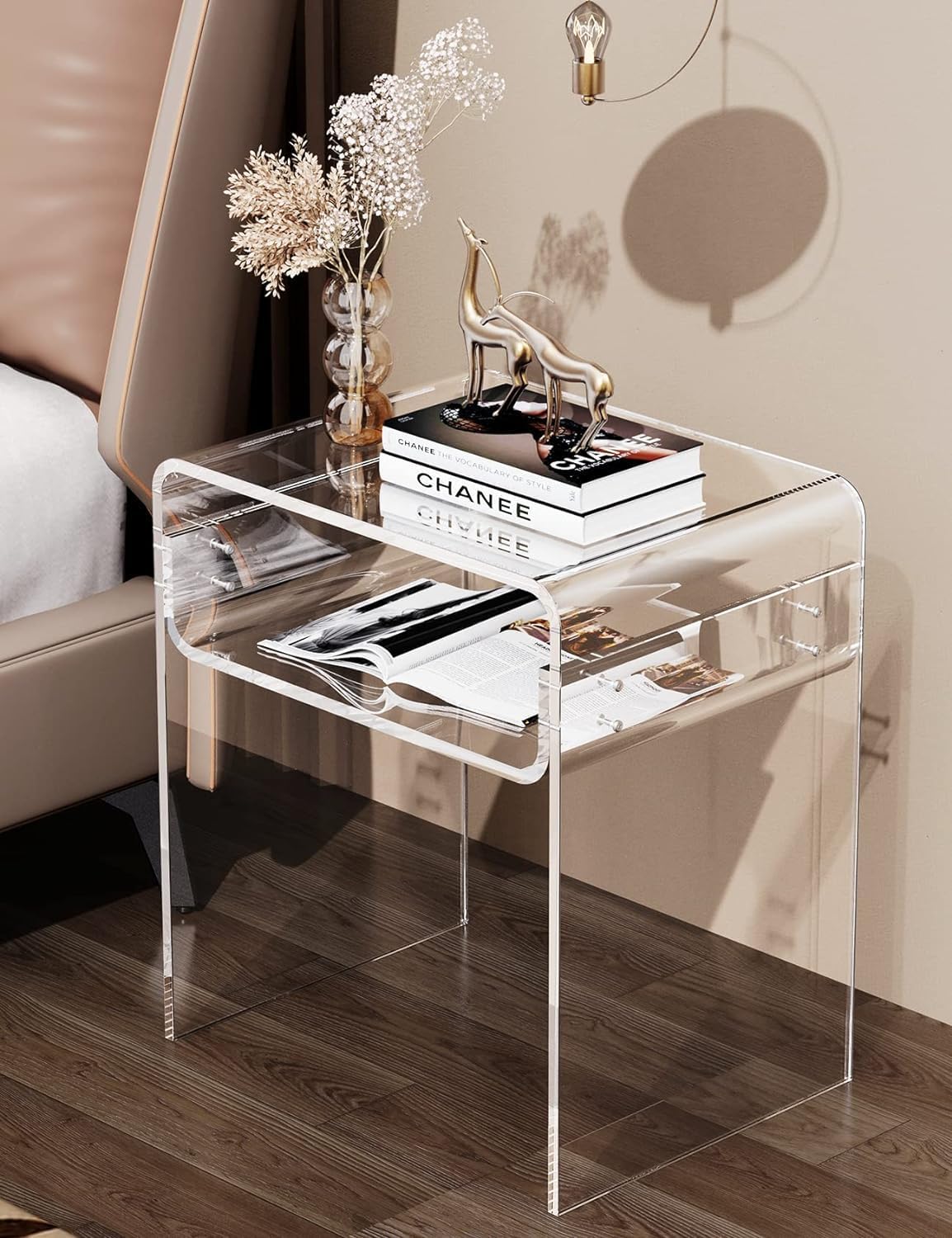 Shop Online S Shaped Clear Acrylic Side Table Multipurpose Modern