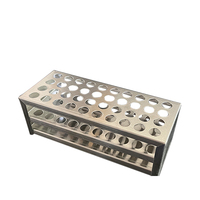 Rak tabung uji baja tahan karat 2 lapis portabel serbaguna kustom profesional untuk tabung 26-30mm
