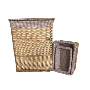 Set 5 Woven <strong>Wicker</strong> Eco-Friendly Stackable Laundry Hamper <strong>Baskets</strong> <strong>Lining</strong> for Clothing Storage Home Living Room Wardrobe - Product Image 4