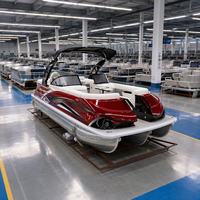 Bateau ponton en aluminium 12 places, design personnalisé, confortable, avec salon avant, arche sportive, écran, table, direction hydraulique, pour la pêche