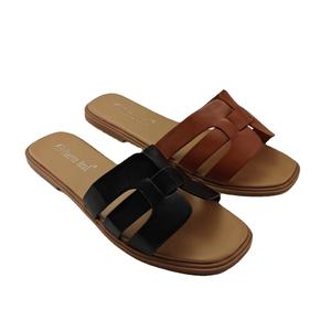 <strong>Women's</strong> Leather Flat Slide Sandals Cutout H-band <strong>Slip</strong>-<strong>on</strong> Slippers Black Brown Casual Summer Beach Daily Walking <strong>Shoes</strong> for <strong>Women</strong> - Product Image 1