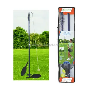 Metal pole tennis includes tennis bat and ball with rope swingball